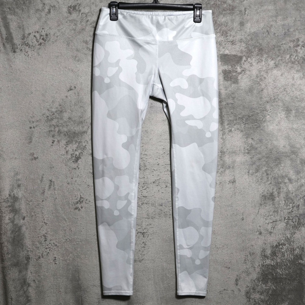 Alo Yoga Leggings Womens Medium Gray White Camo Stretch Activewear Athletic